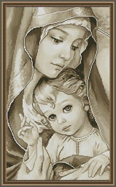 Schemi a punto croce religiosi- Madonnina con bambino