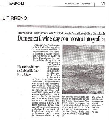 CANTINE APERTE 2010, il wine day: dalla Toscana alla Sicilia...a spasso per le vigne di Villa Petriolo e Tenuta di Fessina