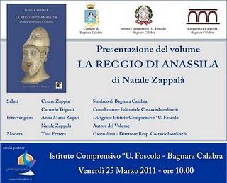 Bagnara: venerdì presentazione del volume “La Reggio di Anassila” all'Istituto Comprensivo “U. Foscolo”