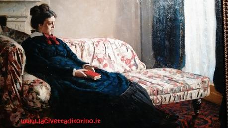 Monet, Meditazione. La Signora Monet sul Divano, 1871. Camille è ritratta in un momento di intima riflessione e tranquillità.