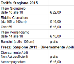 Tariffe Aqualand del Vasto Tariffe Aqualand del Vasto