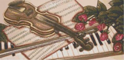 Schema a punto croce: Quadro con violino e pianoforte
