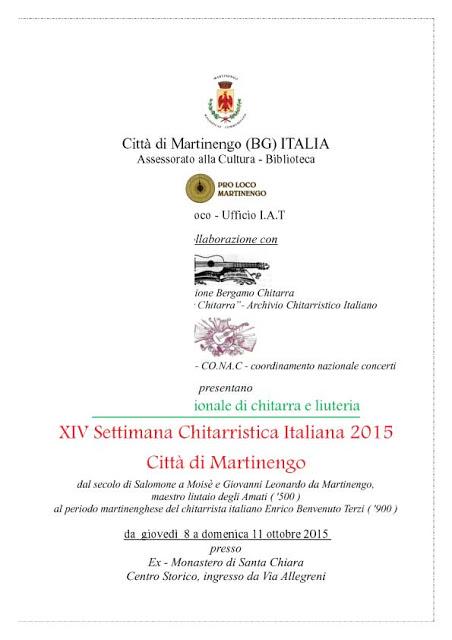 XIV Settimana Chitarristica Italiana 2015 Città di Martinengo