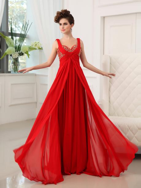 Empire Straps Red Chiffon Prom/Evening Dress PD494