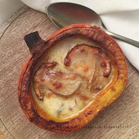 Zucca al forno con funghi porcini secchi e Fontina