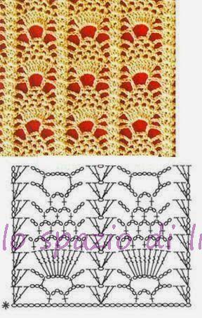 Schemi pizzo punto ananas all'uncinetto / Pineapple crochet lace free charts