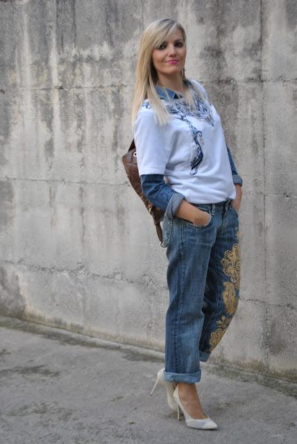 denim total look outfit jeans boyfriend camicia in denim come abbinare la camicia in denim abbinamenti camicia jeans outfit autunnali outfit ottobre mariafelicia magno fashion blogger colorblock by felym fashion blog italiani fashion blogger italiane blogger italiane di moda fashion bloggers italy fall outfit denim total look how to wear denim shirt how to combine denim shirt blonde girls blondie 