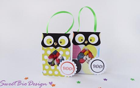 Halloween: Scatole gufo porta dolcetti - Owl treats holder