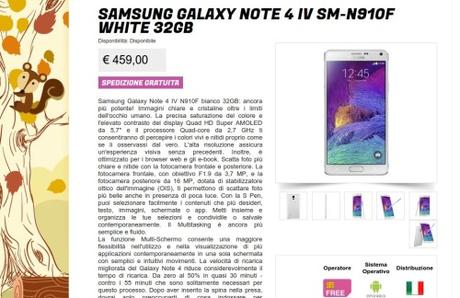 Samsung Galaxy Note 4 IV SM N910F White 32GB Gli Stockisti Smartphone cellulari tablet accessori telefonia dual sim e tanto altro