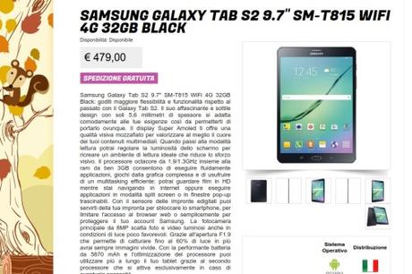Samsung Galaxy Tab S2 9.7 SM T815 WiFi 4G 32GB Black Gli Stockisti Smartphone cellulari tablet accessori telefonia dual sim e tanto altro