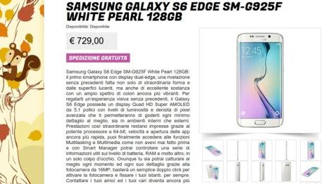 Samsung Galaxy S6 Edge SM G925F White Pearl 128GB Gli Stockisti Smartphone cellulari tablet accessori telefonia dual sim e tanto altro