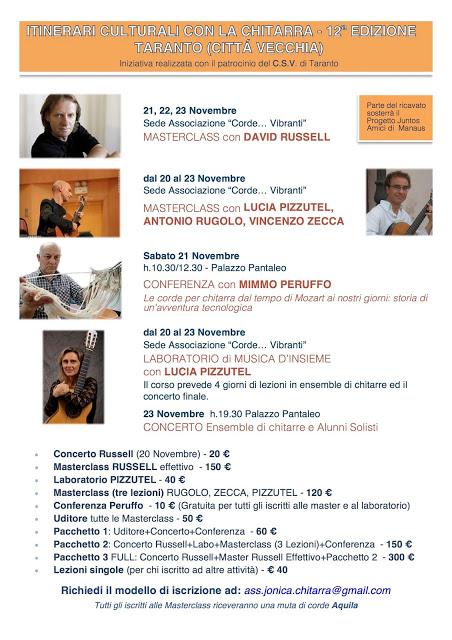 Recital e Masterclass David Russell, Lucia Pizzutel, Antonio Rugolo, Vincenzo Zecca