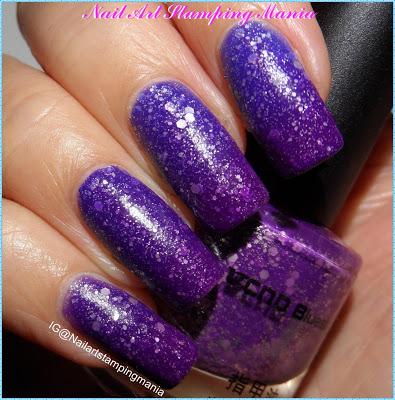 Glitter Thermal Nail Polish Violet-Light Blue from Born Pretty - Swarches and Review
