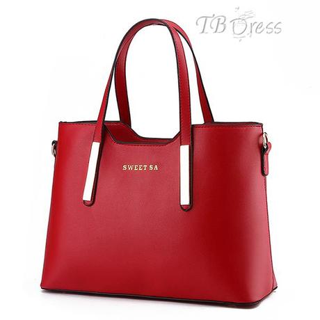 Solid Color PU Women Tote Bag