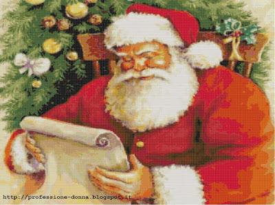 Schema a punto croce: Babbo Natale con la lista dei doni