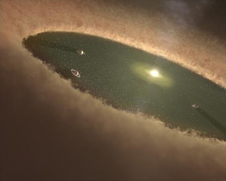 Rappesentazione artistica di un sistema protoplanetario in formazione. Crediti: NASA/JPL-Caltech
