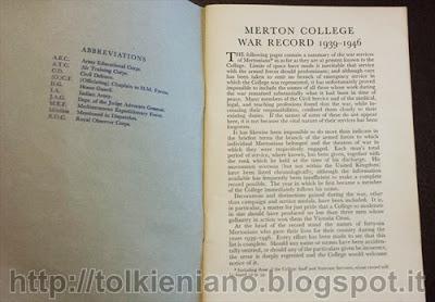 Tolkien nell'indirizzario del Merton College, 1955, e altre pubblicazioni mertoriane