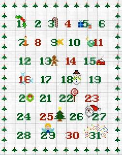Schema gratis a punto croce: Calendario dell'Avvento a punto croce