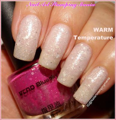 Glitter Thermal Nail Polish Fuchsia-Light Pink from Born Pretty - Swatches and Review