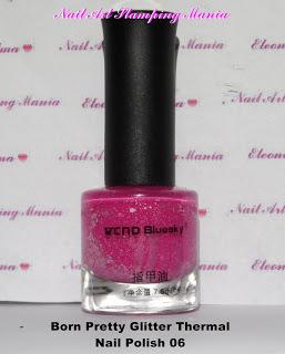 Glitter Thermal Nail Polish Fuchsia-Light Pink from Born Pretty - Swatches and Review