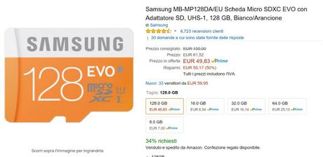 Black Friday Amazon: microSD 128 GB Samsung a 49 euro