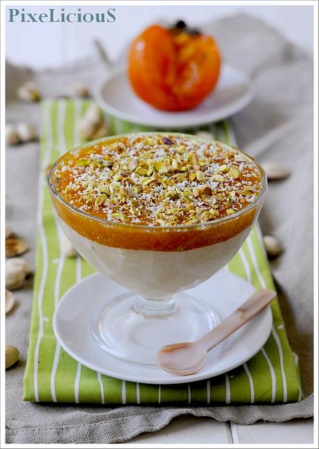 Mousse di Cachi al Cioccolato Bianco con Granella di Pistacchi