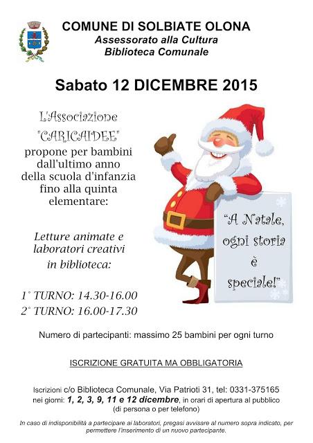 Nuovo ciclo di laboratori a Solbiate Olona 2015 – 2016 Nuovo ciclo di laboratori a Solbiate Olona 2015 – 2016