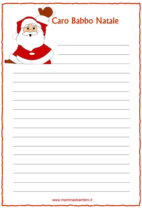 Gratis lettera a babbo natale da stampare