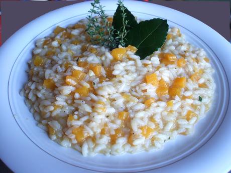 Risotto alla zucca, timo e profumo d'alloro