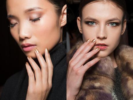 Christmas Nail Art: oro e rosso in punta di dita unghie oro 1