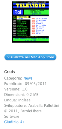 TeleVideo Rai gratis su Mac Apple Store