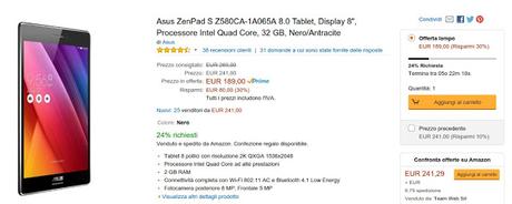 Offerta speciale: Asus Zenpad S 8.0 a 189 euro (offerta a tempo limitata su Amazon)
