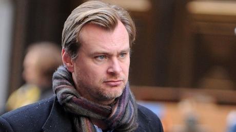 Director Christopher Nolan works on the set of the latest Batman film, 