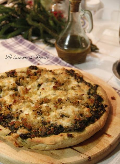 Crostata di polenta con broccoletti e salsiccia