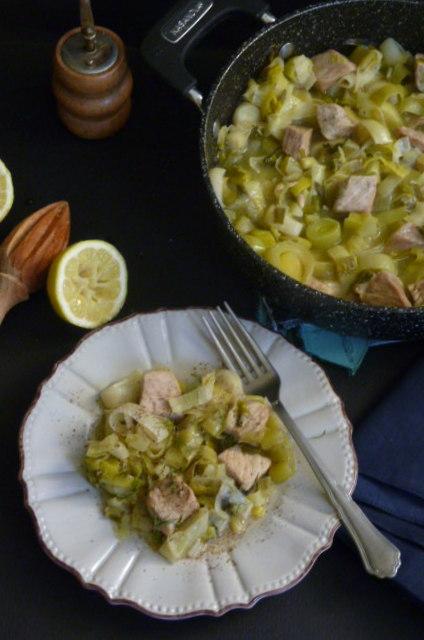 padellata di maiale con i porri prassotiganià