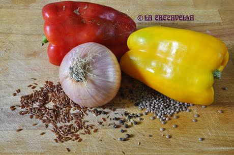 Riso rosso con lenticchie e peperoni riso, rice, lenticchie, lentils, peperoni, pepper