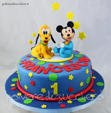 cake design torte decorate pasta di zucchero baby pluto baby topolino disney polvere di zucchero