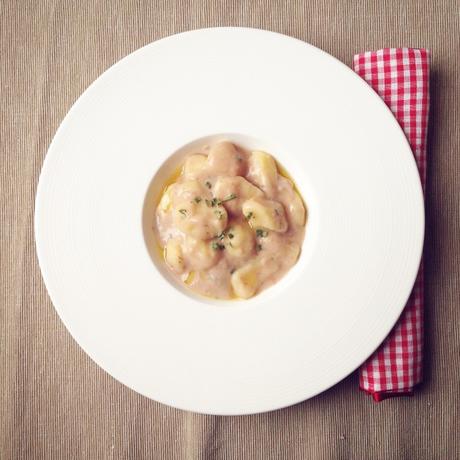 Gnocchi senza glutine con crema di fagioli borlotti