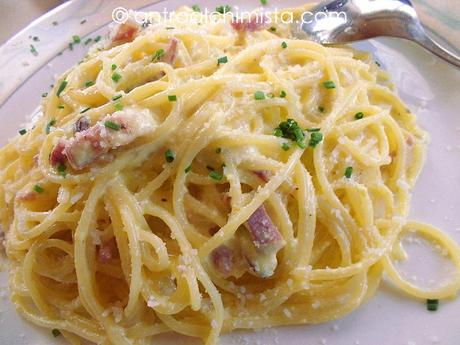Spaghetti alla Carbonara con Pancetta Tirolese