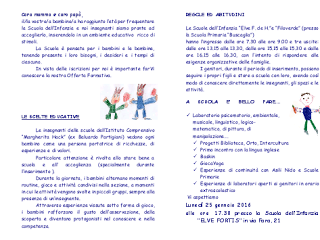 gennaio Open alle scuole dell'Infanzia