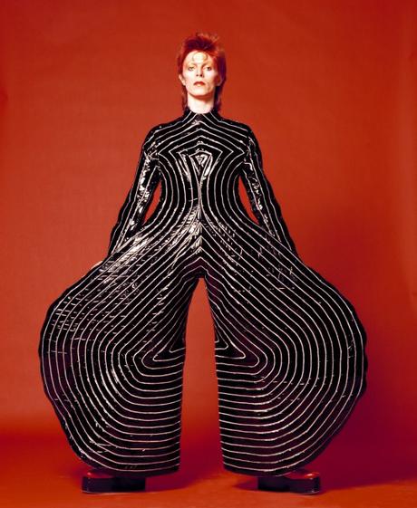 Striped bodysuit for Aladdin Sane tour, 1973. Design by Kansai Yamamoto. Photograph by Masayoshi Sukita © Sukita / The David Bowie Archive 2012