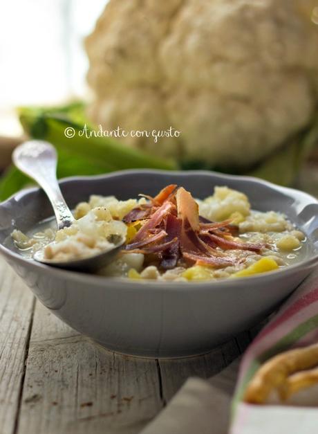 Zuppa di orzo e cavolfiore con speck croccante per l'MTC #53