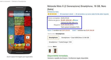 Offerta speciale Amazon: Motorola Moto X 2014 a 229 euro solo per oggi