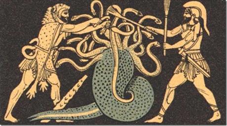 Heracles battling squid-like hydra, Greece 1970