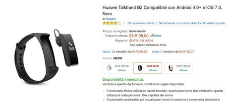 Huawei Talkband B2 a metà prezzo su Amazon Italia: solo 99 euro