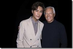 Giorgio Armani and  Chen Kun at GAM FW1617 fashion show in Milan-SGP