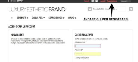 REGISTRAZIONE SITO LUXURYESTHETICBRAND PER PARTECIPARE ALL'ASTA