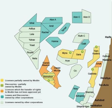 Giacimenti off-shore israeliani - Fonte: Modiin Energy