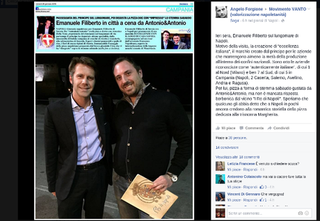 Emanuele Filiberto a Napoli: il ristorante gli fa la pizza con lo stemma Sabaudo emanuele filiberto pizza stemma sabaudo