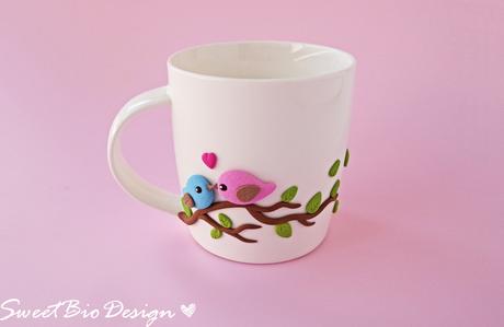 Tazza decorata In fimo S.valentino - Valentine's Fimo decorated Mug DIY